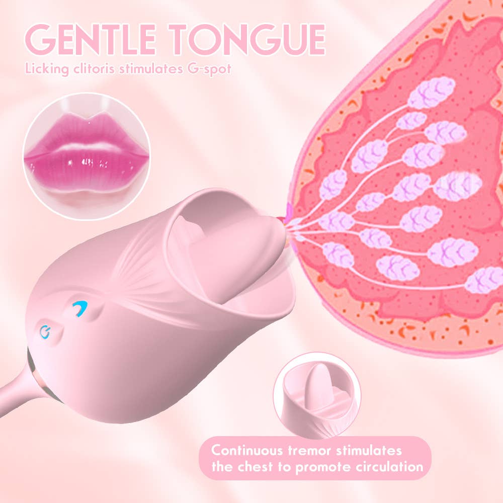 Rose Licking Vibrator Stimulator-Pink