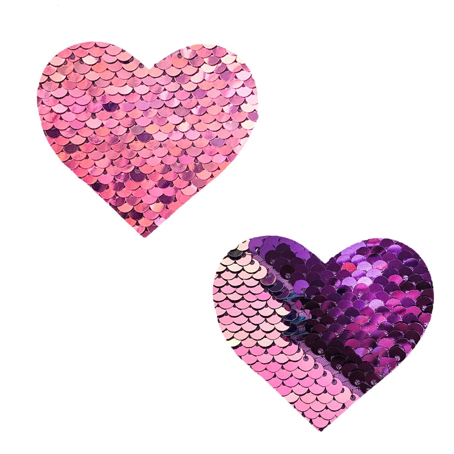 Neva Nude - My 'Lil Pony Pink Iridescent Purple Flip Sequin I Heart U Nipple Cover Pasties