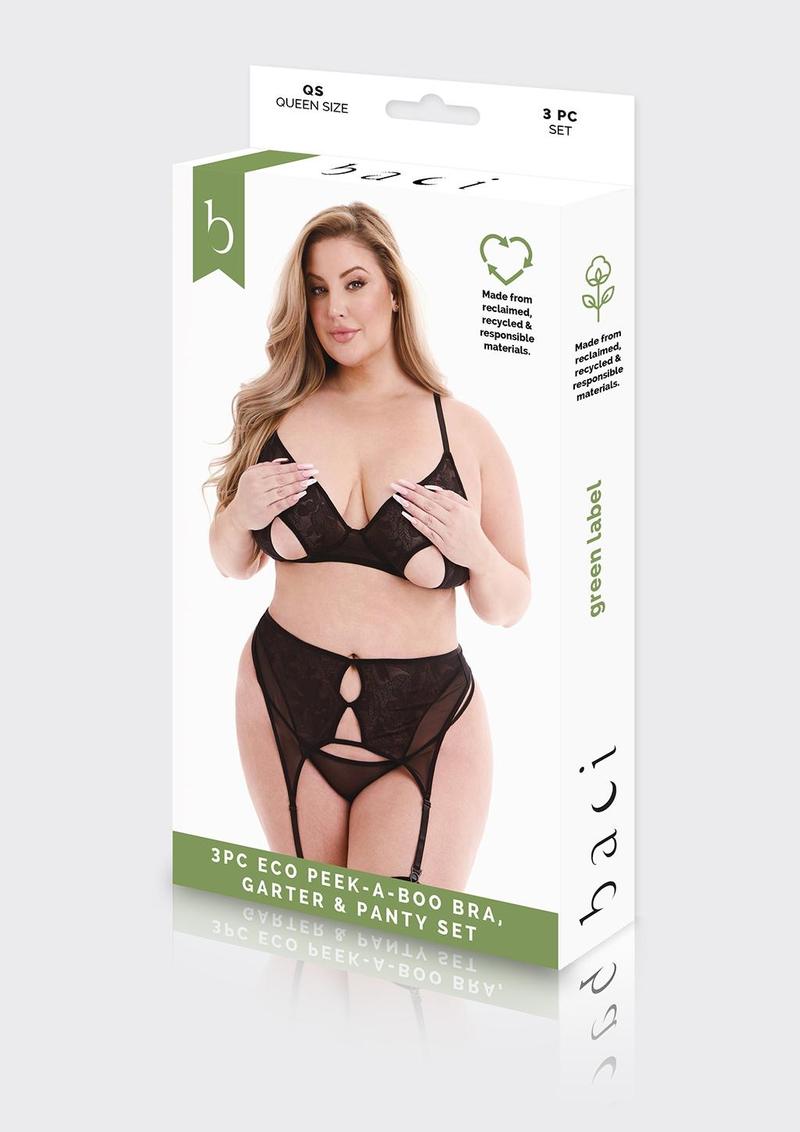 3pc Eco Peek-A-Aboo Bra Garter Panty