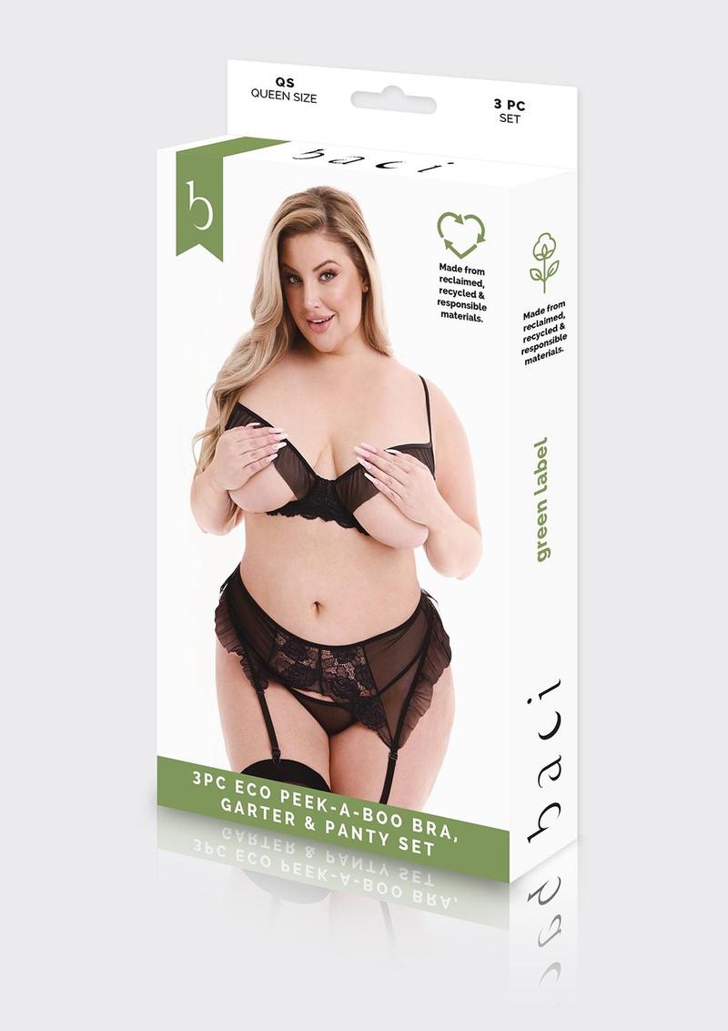 3pc Eco Peek-A-Boo Bra Garter Panty