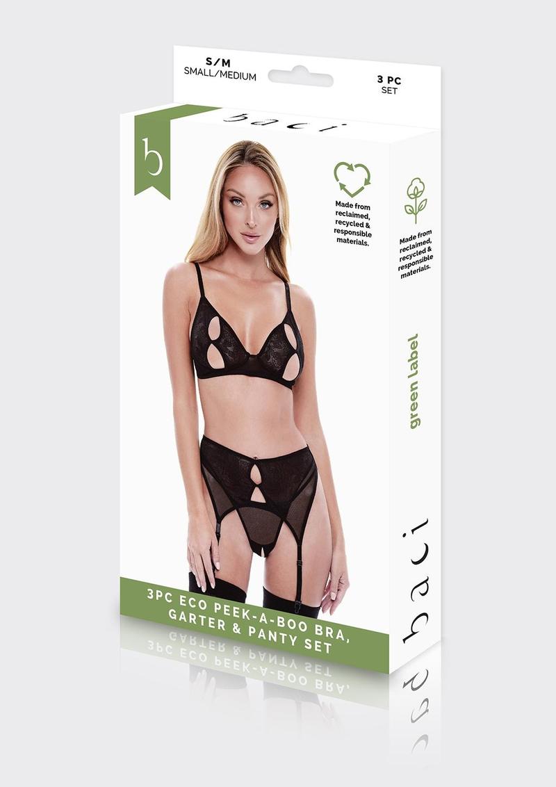 3pc Eco Peek-A-Boo Bra Garter Panty