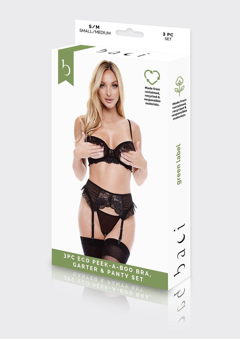 3pc Eco Peek-A-Boo Bra Garter Panty