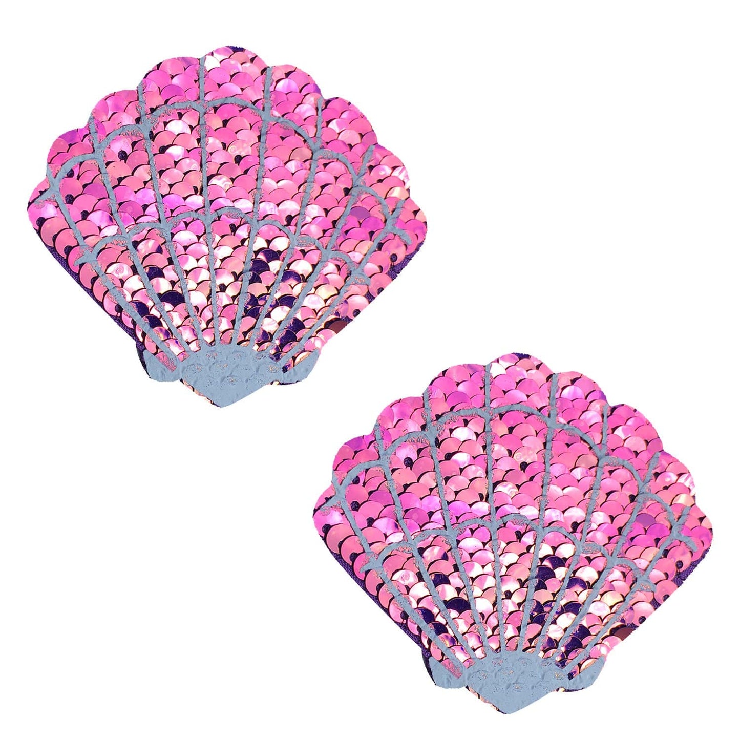 Neva Nude - My 'Lil Pony Iridescent Pink Sequin Mermaid Shell Nipple Cover Pasties