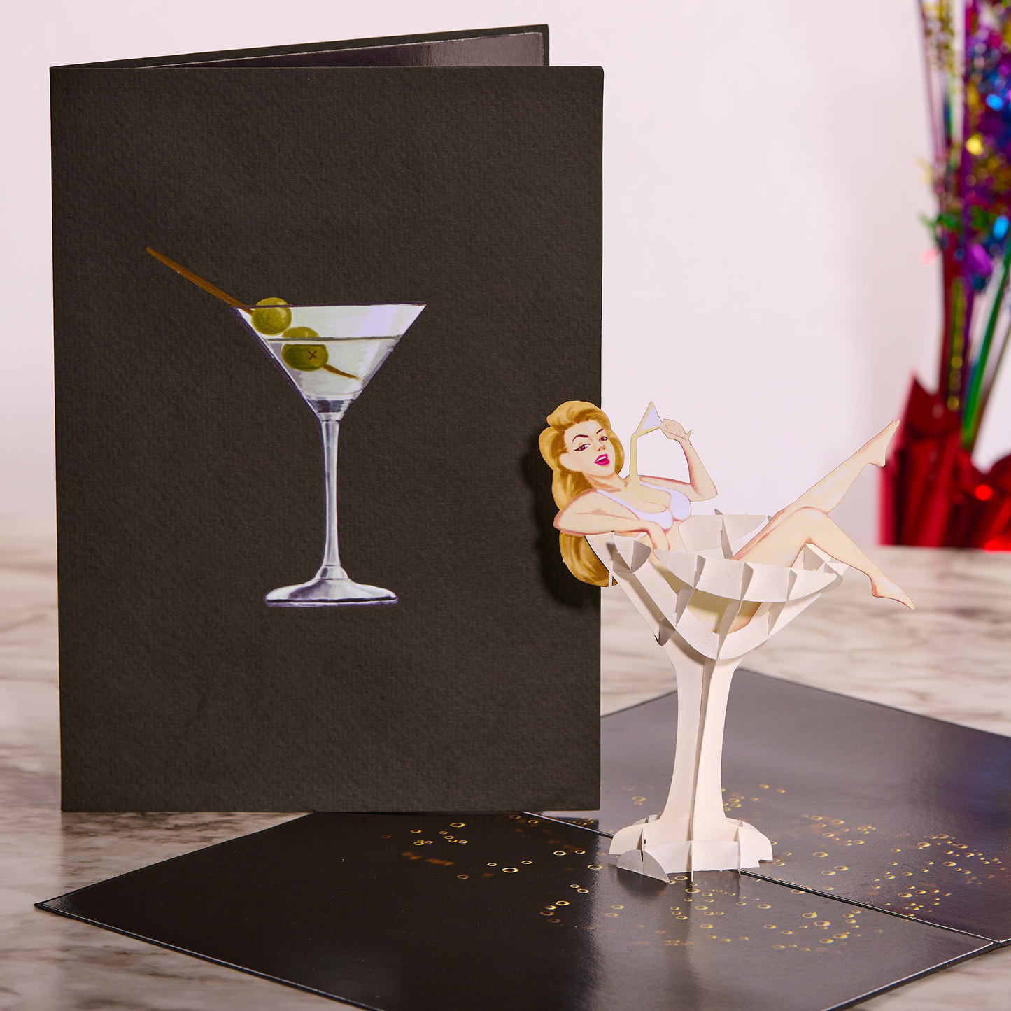 Dirty Pop Cards - Martini Doll Sexy 3D Pop-Up Cocktail Party Greeting Card