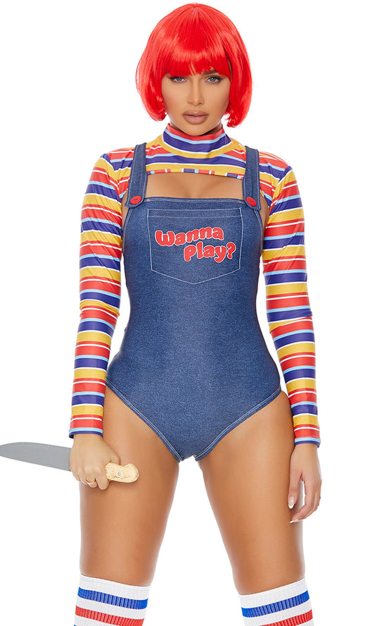 Wanna Play? Sexy Movie Character Costume includes wig and socks