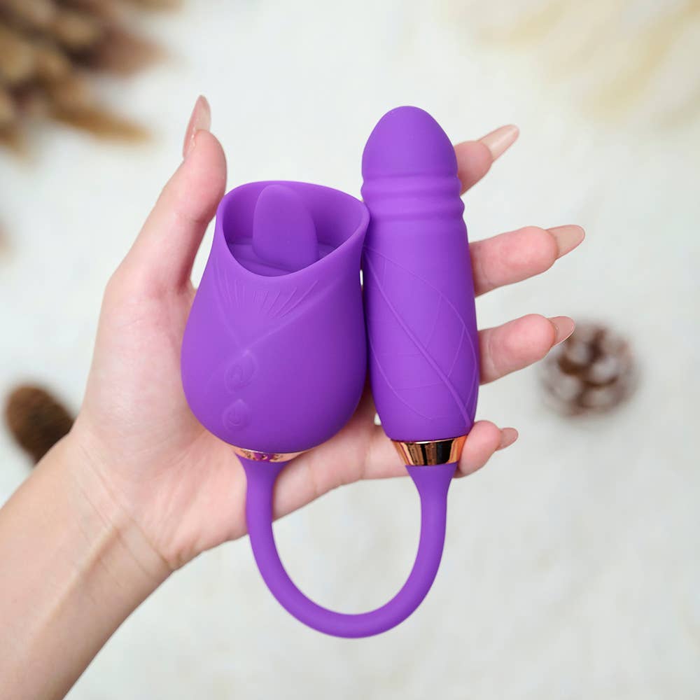 Rose Licking Vibrator Stimulator-Purple
