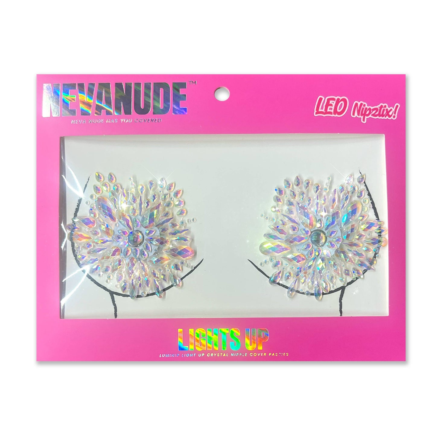 Neva Nude - Shine Bright LED LumiNip Light Up Crystal Nipple Cover