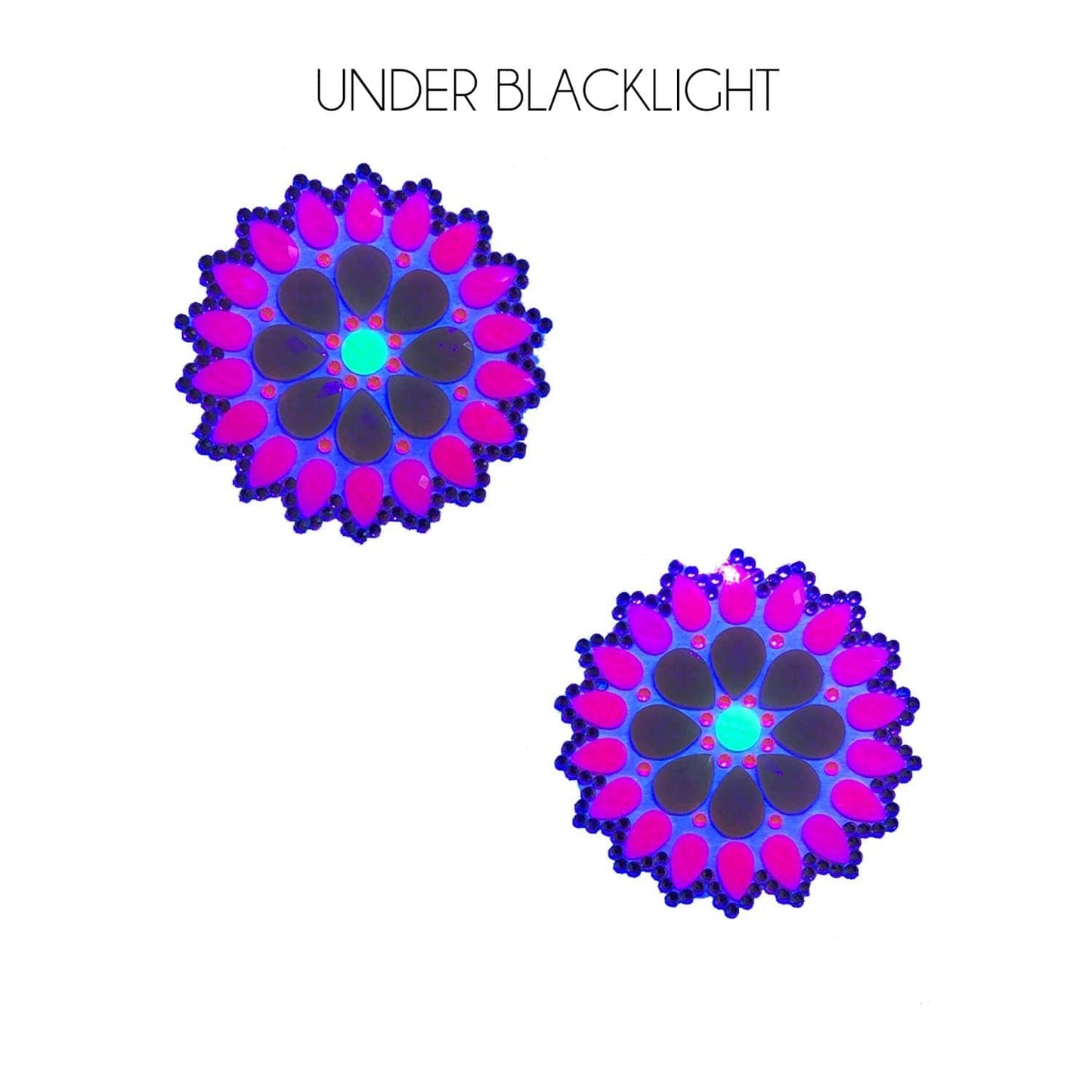 Mayan Warrior Neon Blacklight Crystal Jewel Nipple Pasties