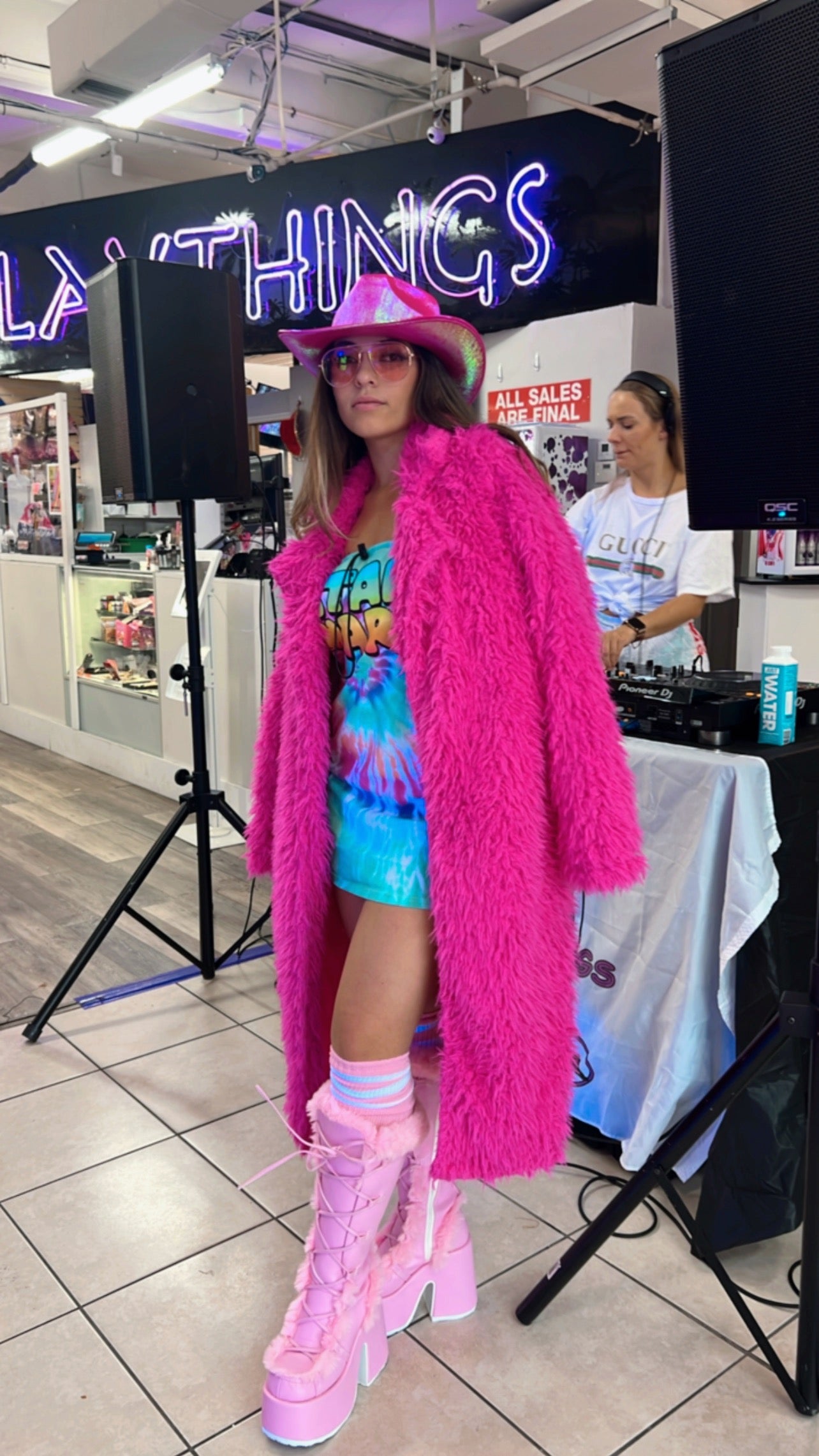 Pink Platform Furry Boots