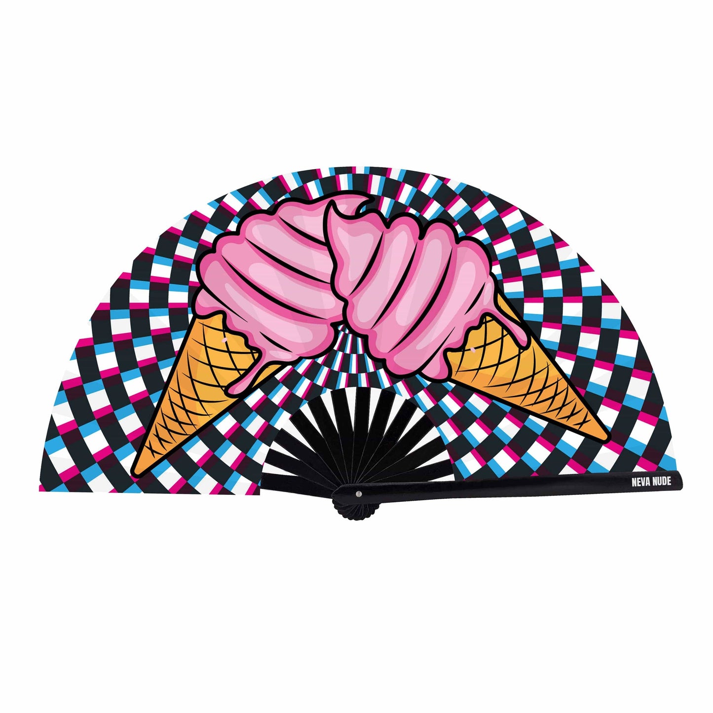 Ice Cream You Scream Super Blacklight Reactive Folding Fan
