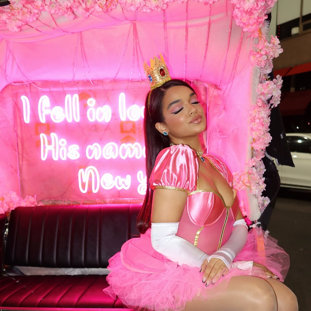 Peaches with tutu video game costume