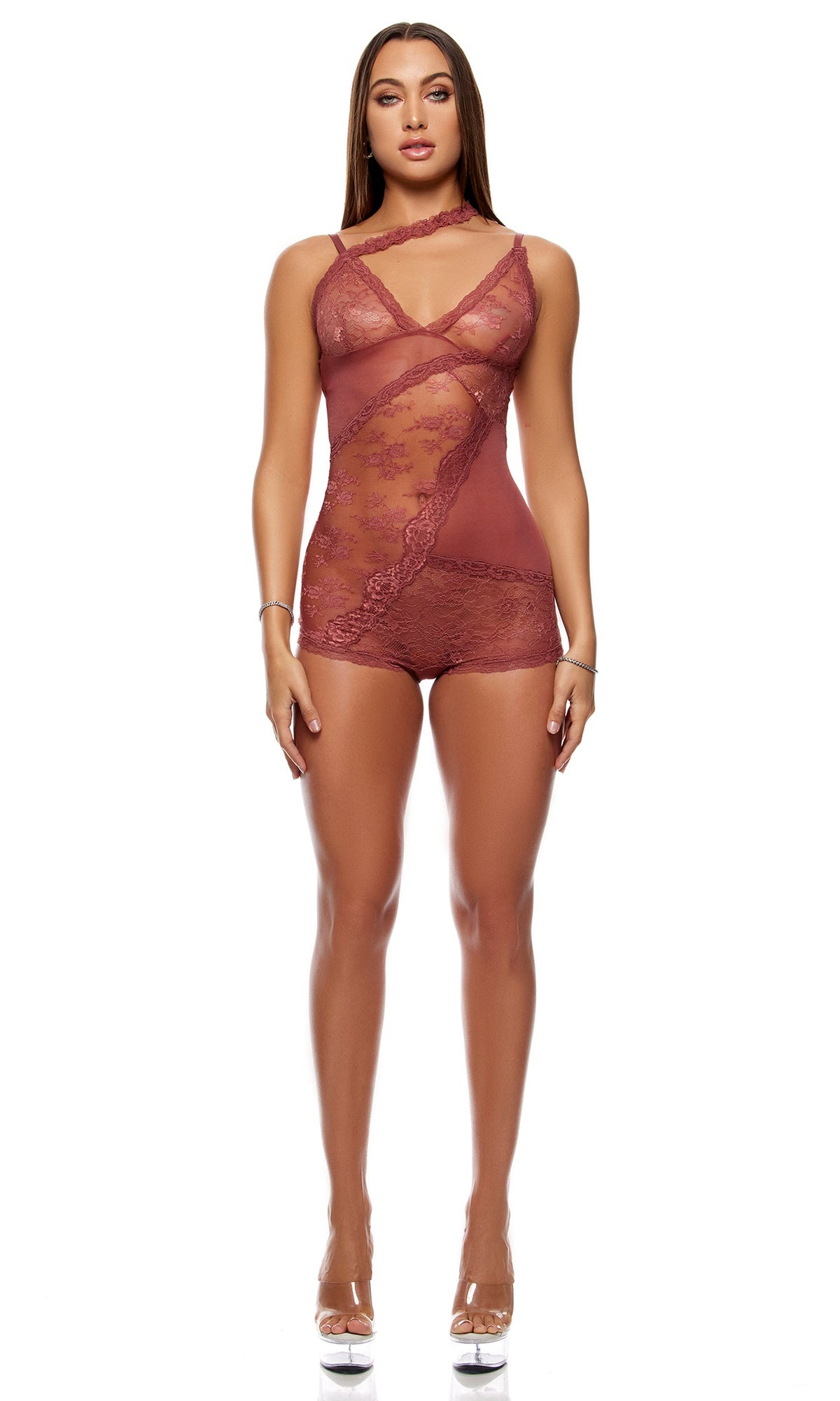 Patch of Petals Lace Romper - Spice