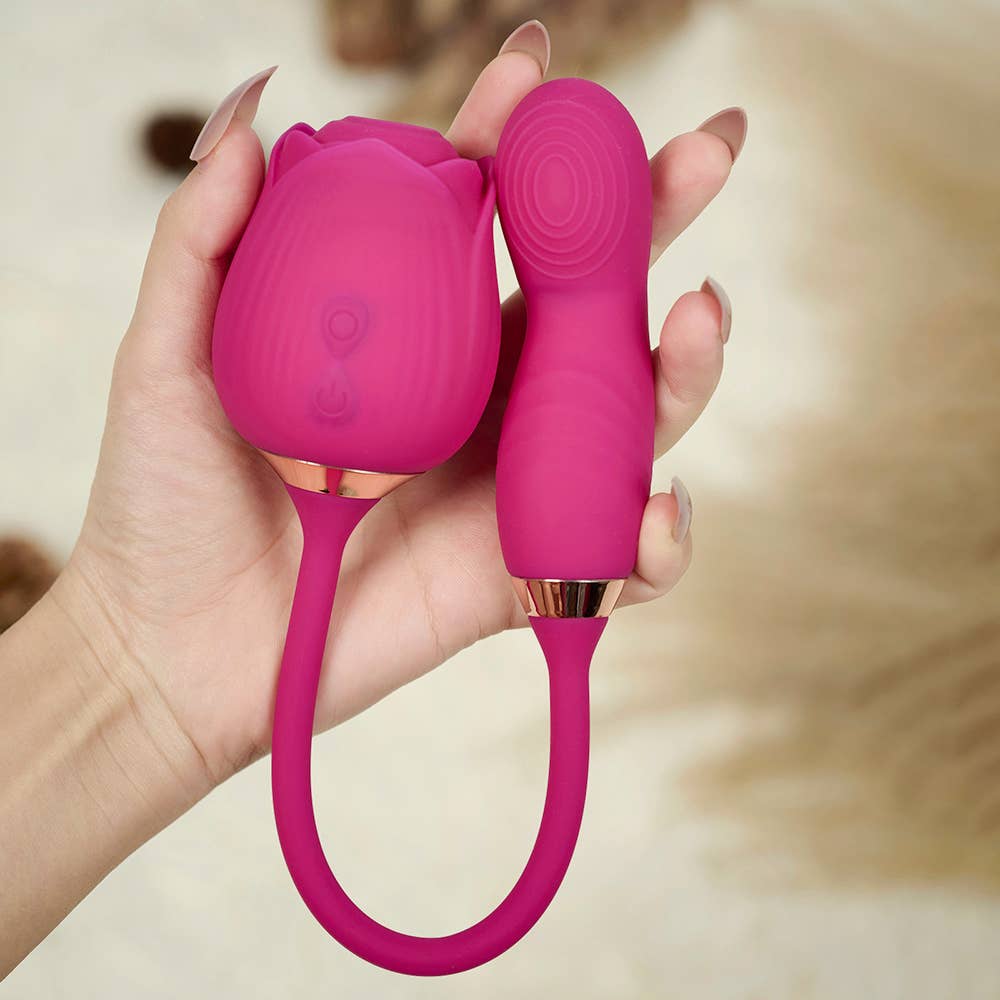 Rose Sucking Stimulator with egg Vibrator-Rose red