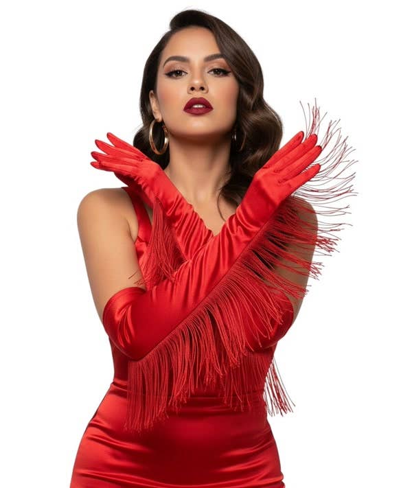 KBW Global Corp. - Red Long Fringe Gloves