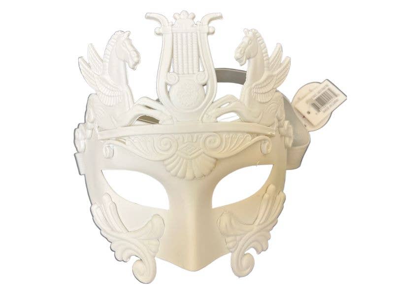 White Warrior Venetian Half Face Mask