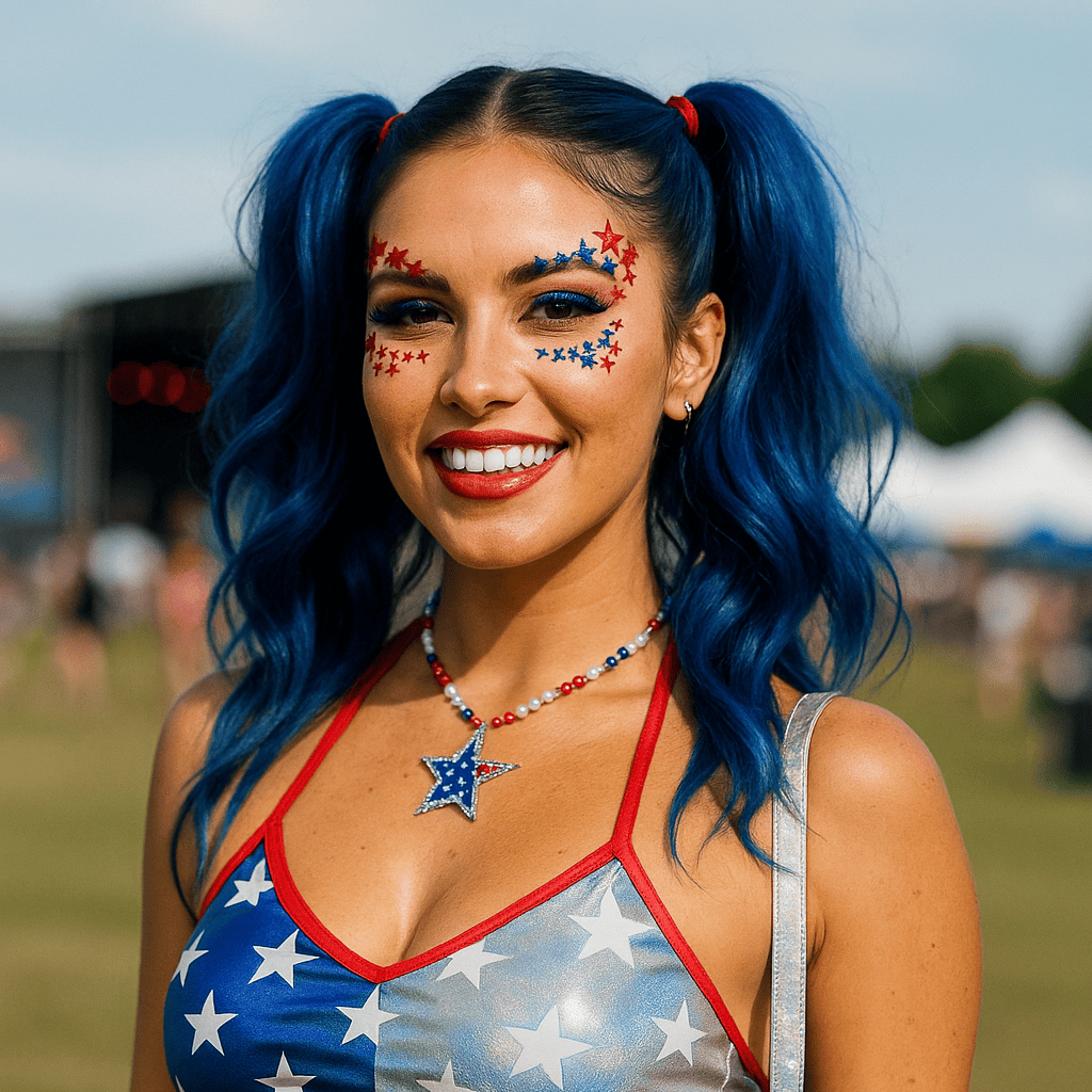 Neva Nude - Americana Blue & Red Crystal Face Jewels