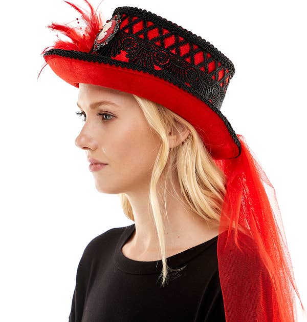 KBW Global Corp. - Red And Black Victorian Top Hat