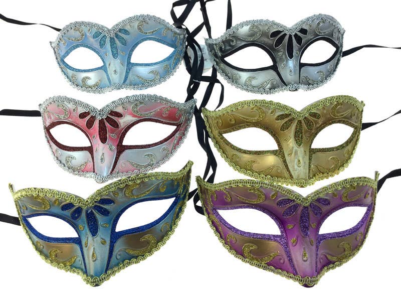 Glitter Venetian Half Face Mask — Assorted