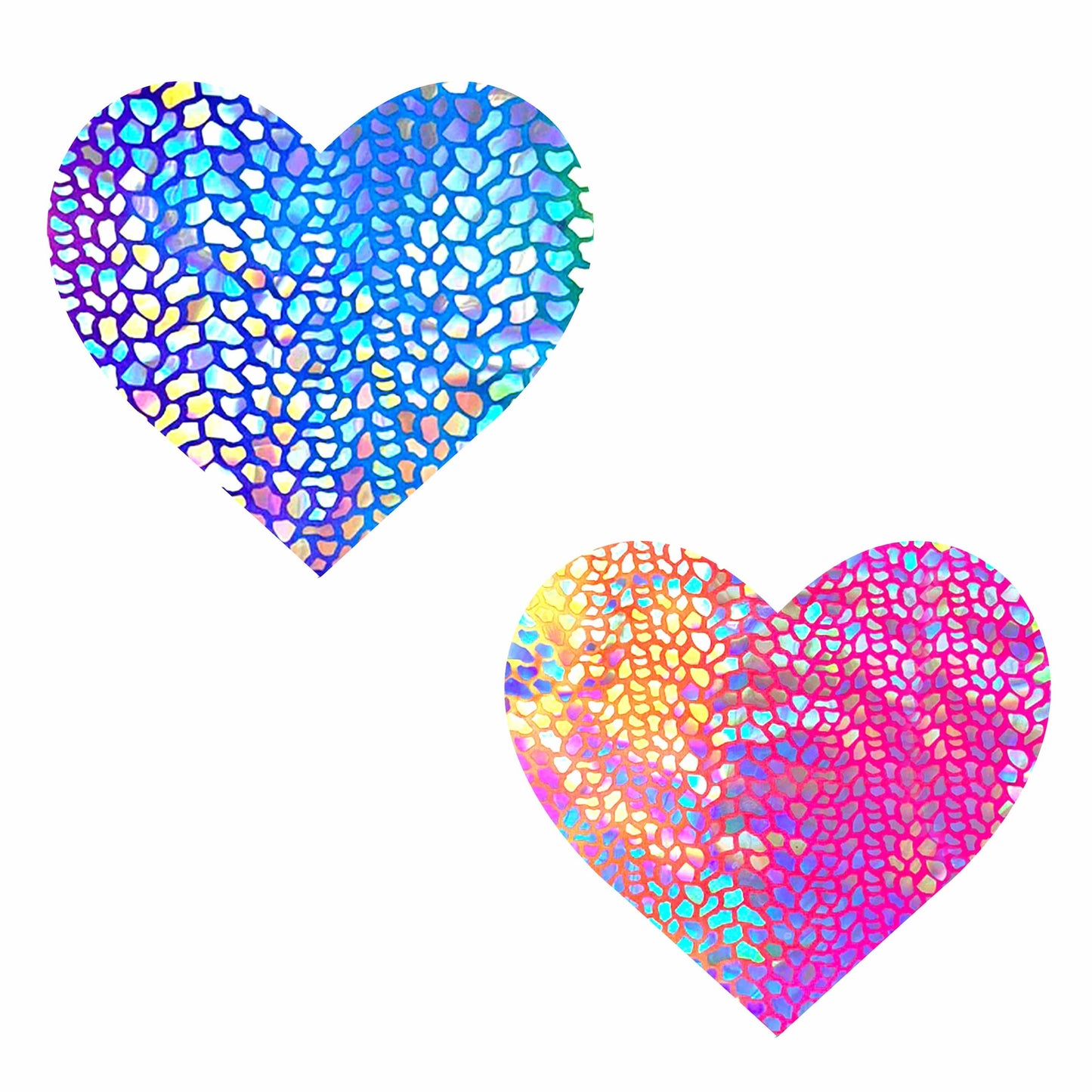 Neva Nude - Rainbow Dino Holographic Blacklight I Heart U Nipple Cover Pasties