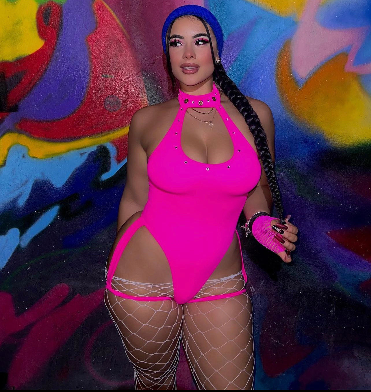 Exclusive High Collar Bodysuit with attached garters