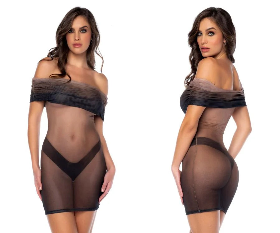 Little Black Mesh Dress of the shoulder 40001
