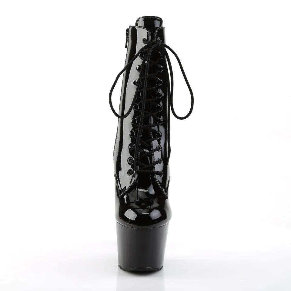 7 Inch Heel Boots with Lace-Up Front