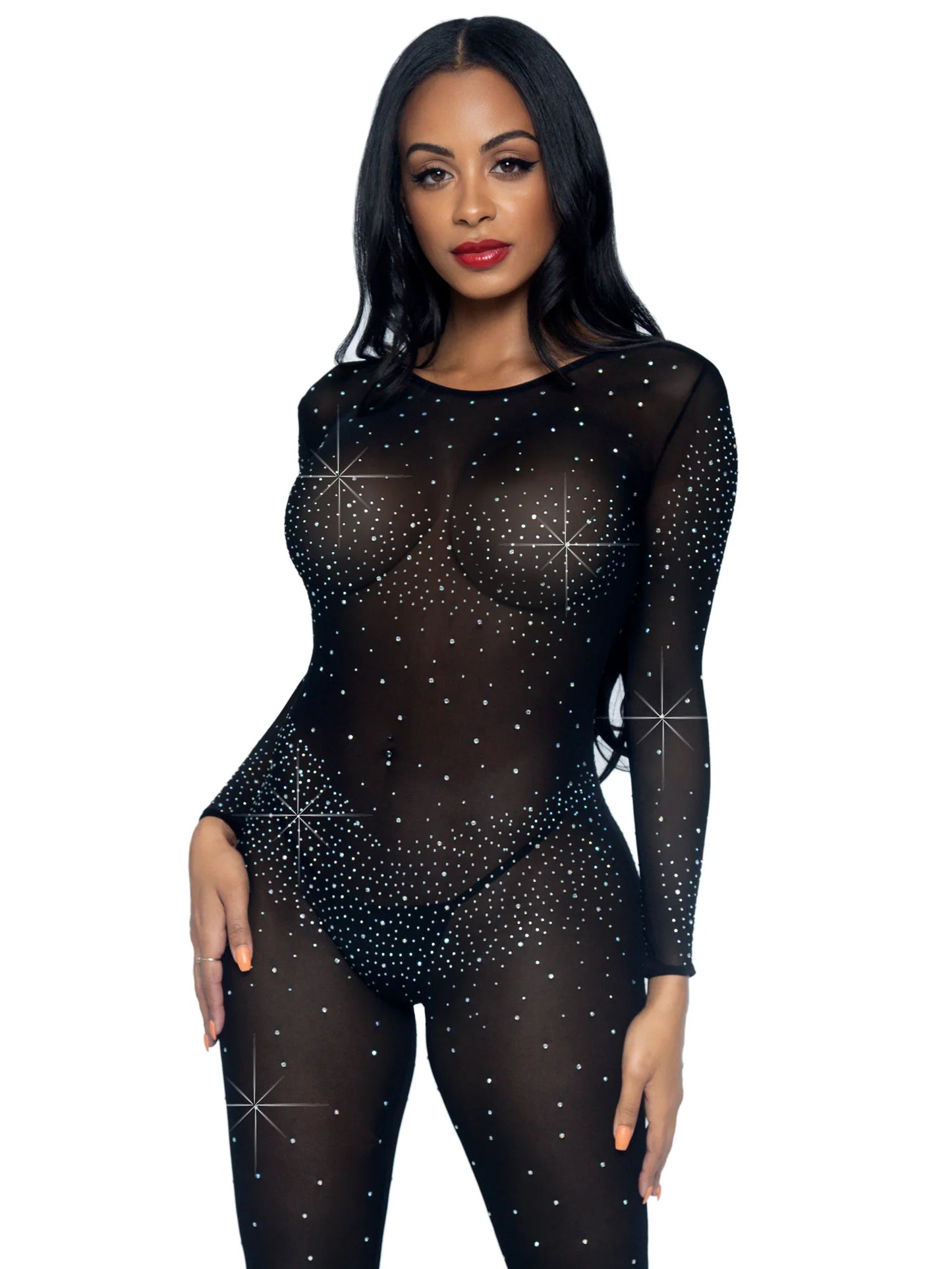 Rhinestone Sheer Catsuit