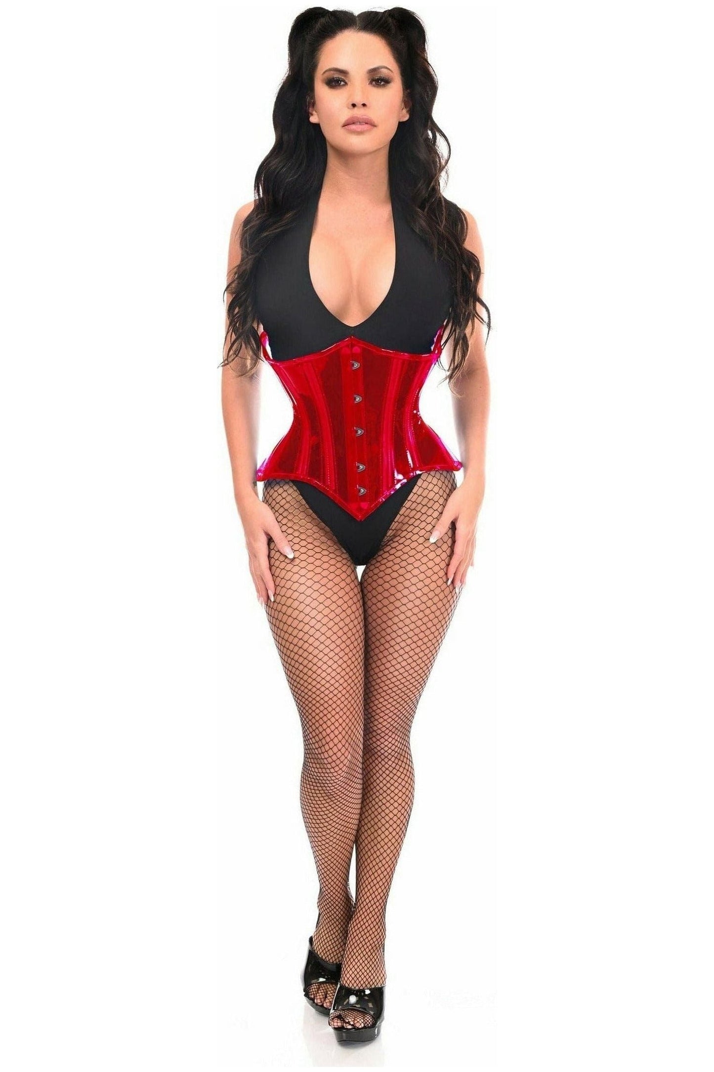 Lavish Red Clear Curvy Underbust Waist Cincher Corset