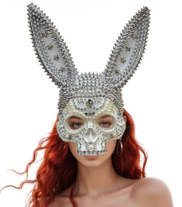 White Spiked Bunny Skull Mask