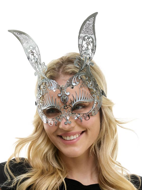 Silver Filigree Bunny Mask