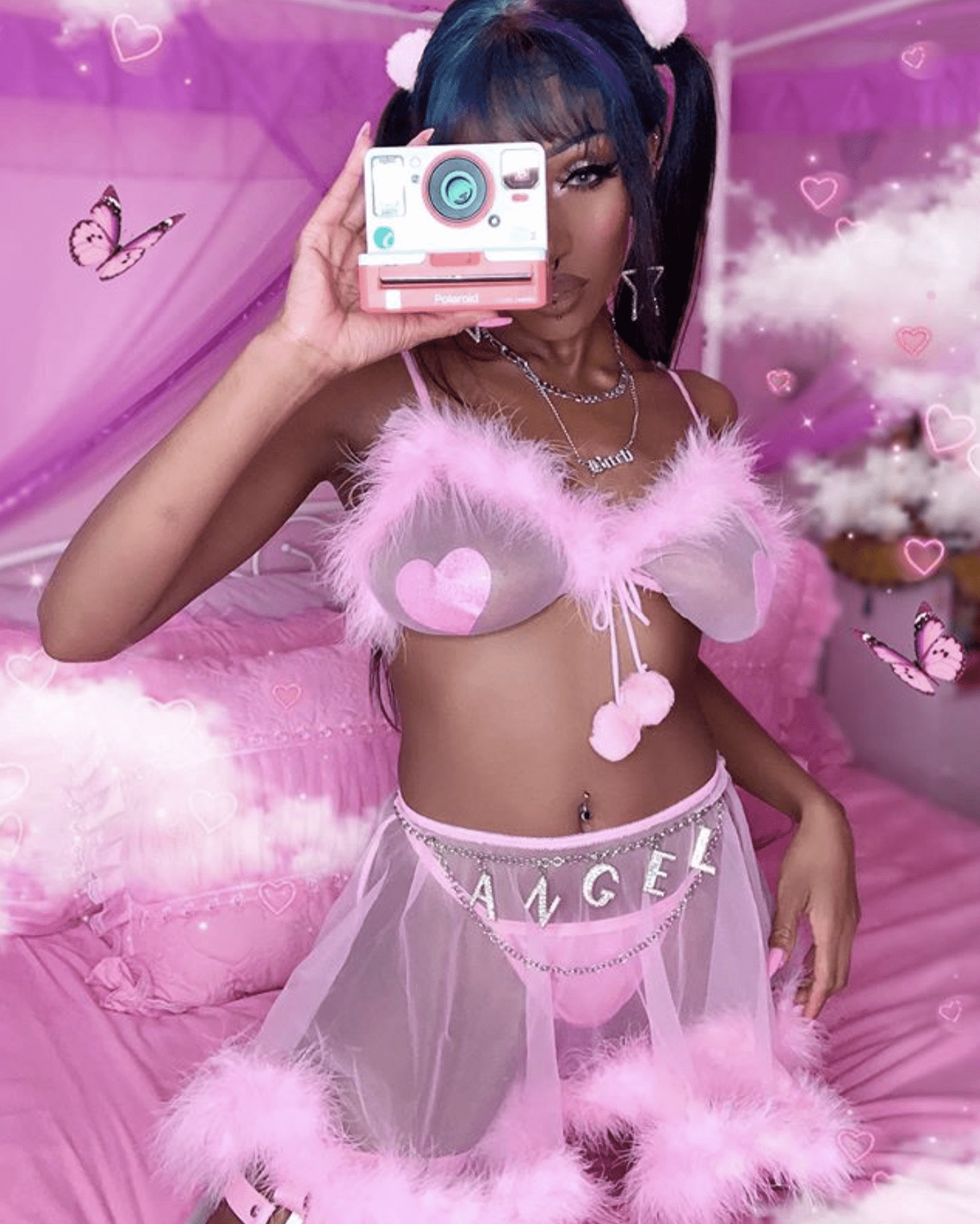Neva Nude - Sparkle Pony Pink Glitter I Heart U Nipple Cover Pasties