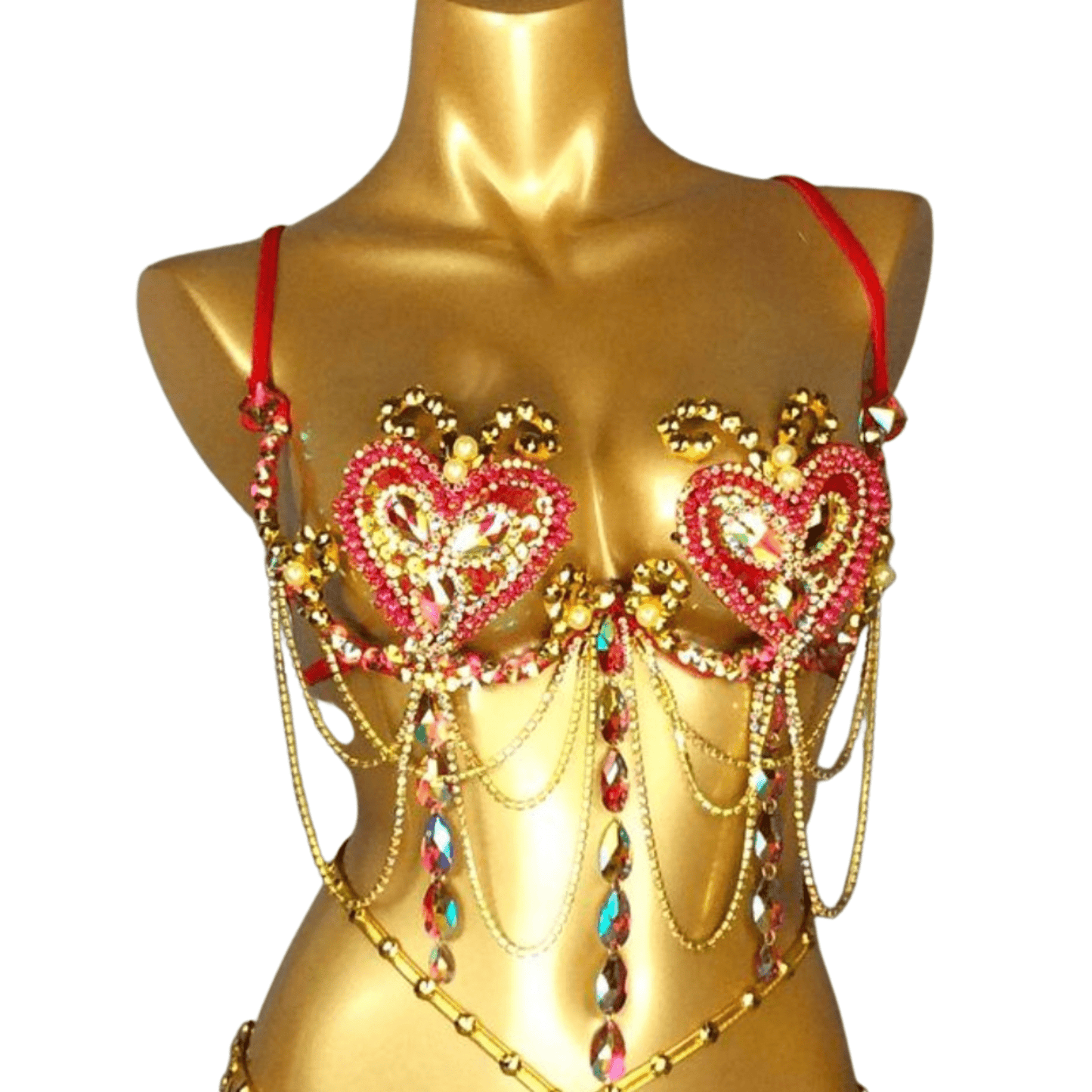 Neva Nude - Red Heart Crystal Carnival Bra