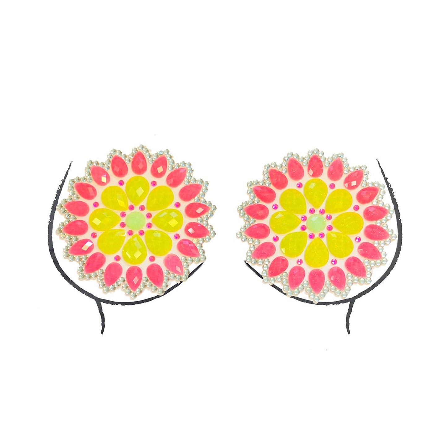 Mayan Warrior Neon Blacklight Crystal Jewel Nipple Pasties