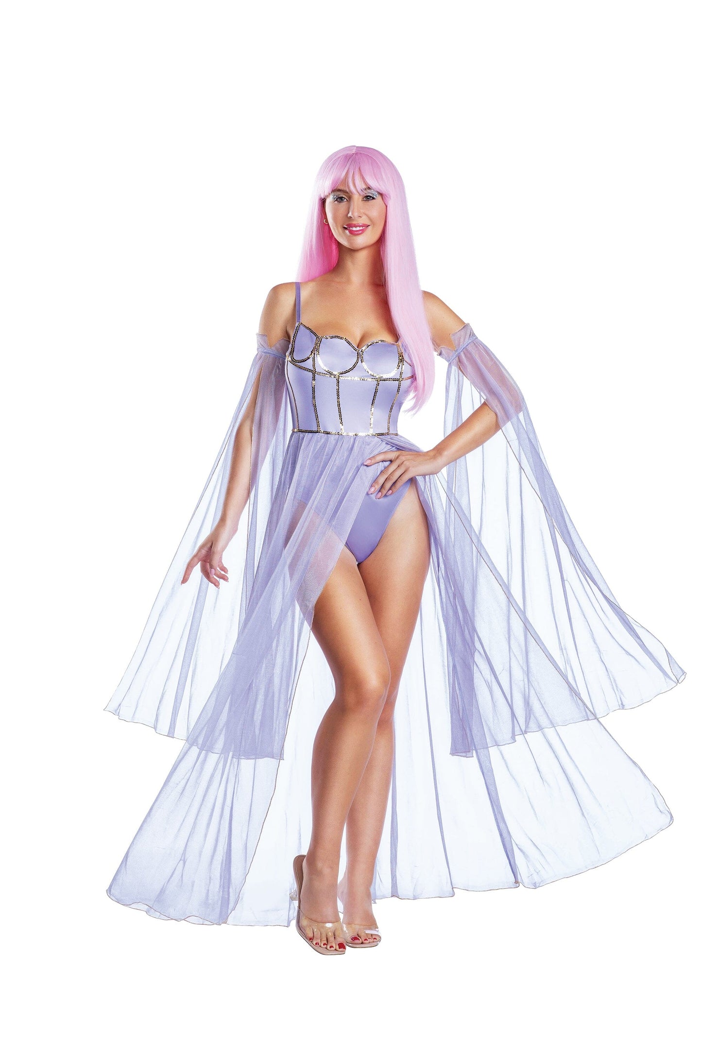Dreamgirl Moonlit Goddess Bodysuit with Sequin and Sheer Skirt Women’s Costume – Fantasy Outfit Costume Dreamgirl