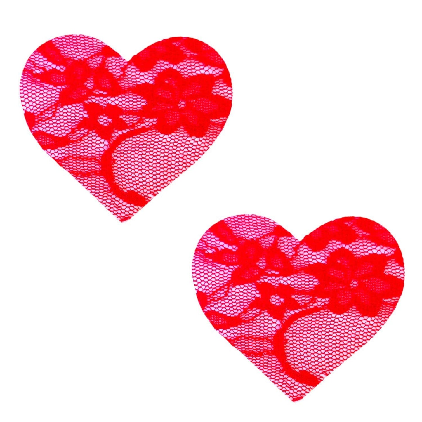 Neva Nude - Risky Red Lace I Heart U Nipple Cover Pasties