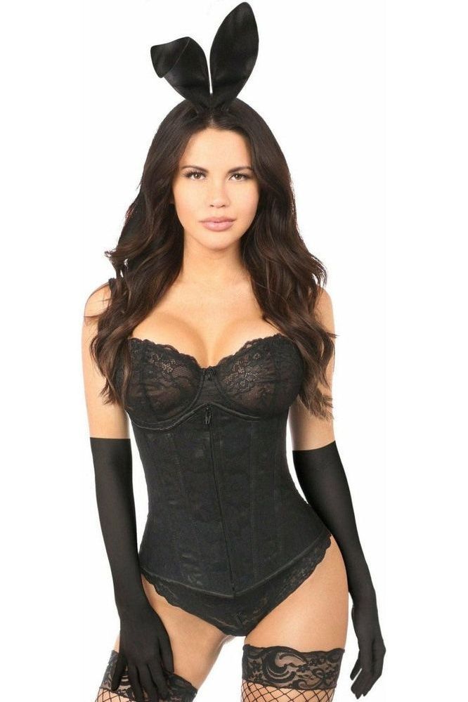 Lavish 4-Piece Lace Bunny Corset Costume Set - Playful Halloween Outfit