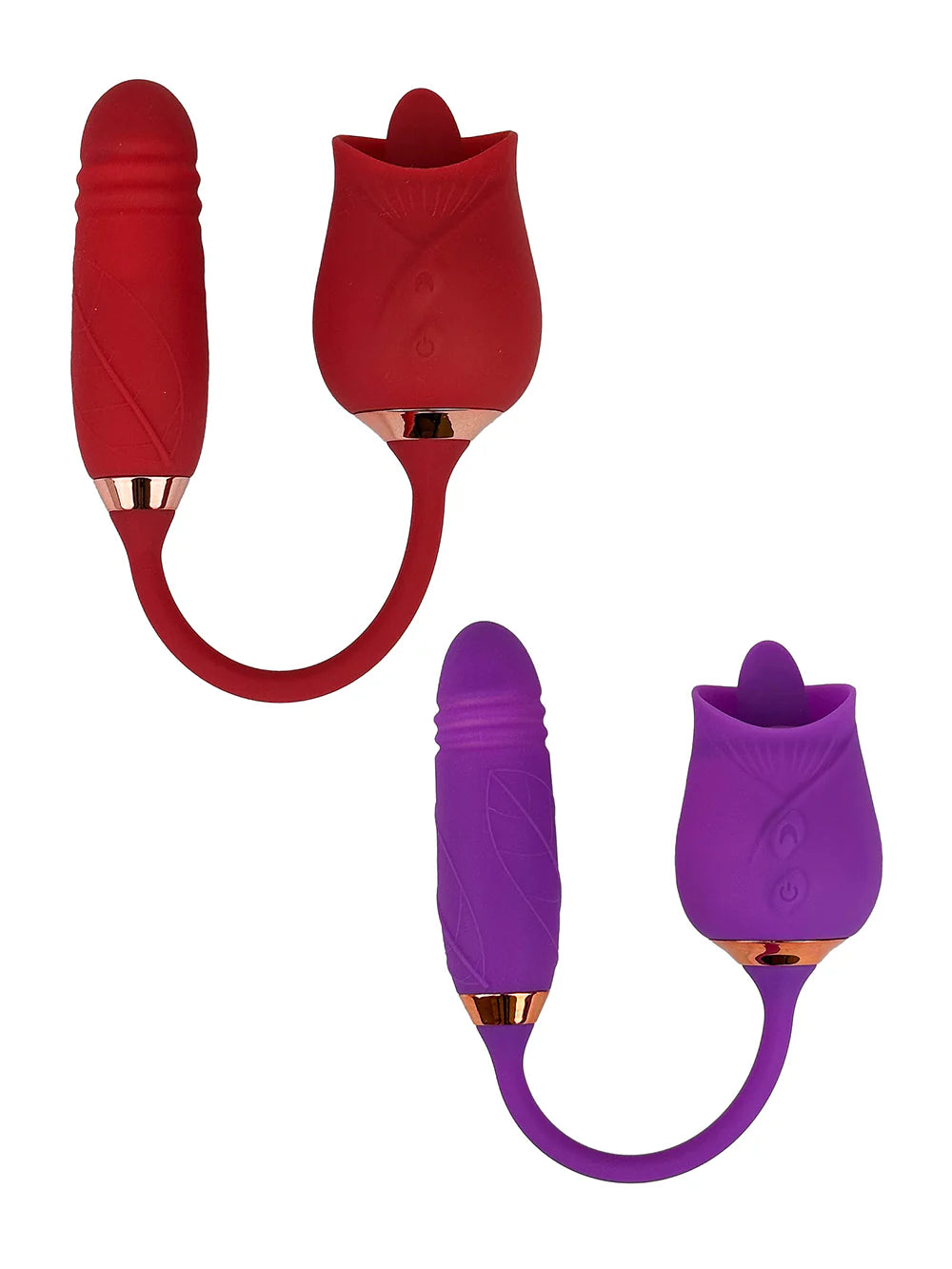 Licking Tongue Rose Vibrator with Thrusting Tail Licking Tongue Rose Vibrator with Thrusting Tail