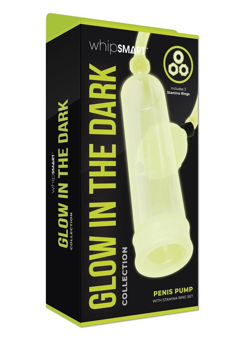 WhipSmart Glow In The Dark Penis Pump and Stamina Ring - Glow In The Dark - Set