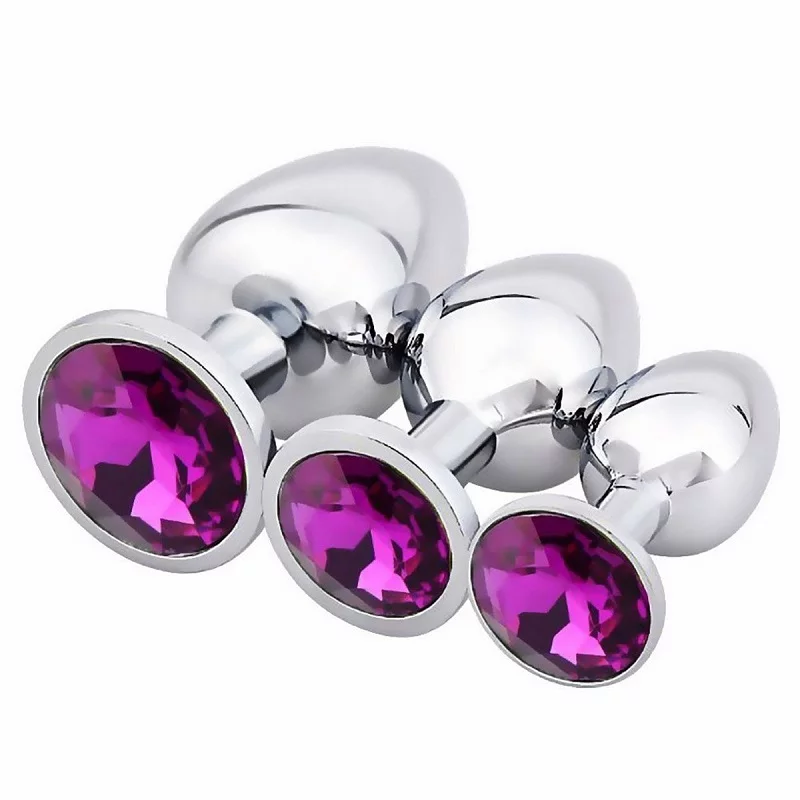 Butt Plug Metal Anal Plug Set of 3 with Gems