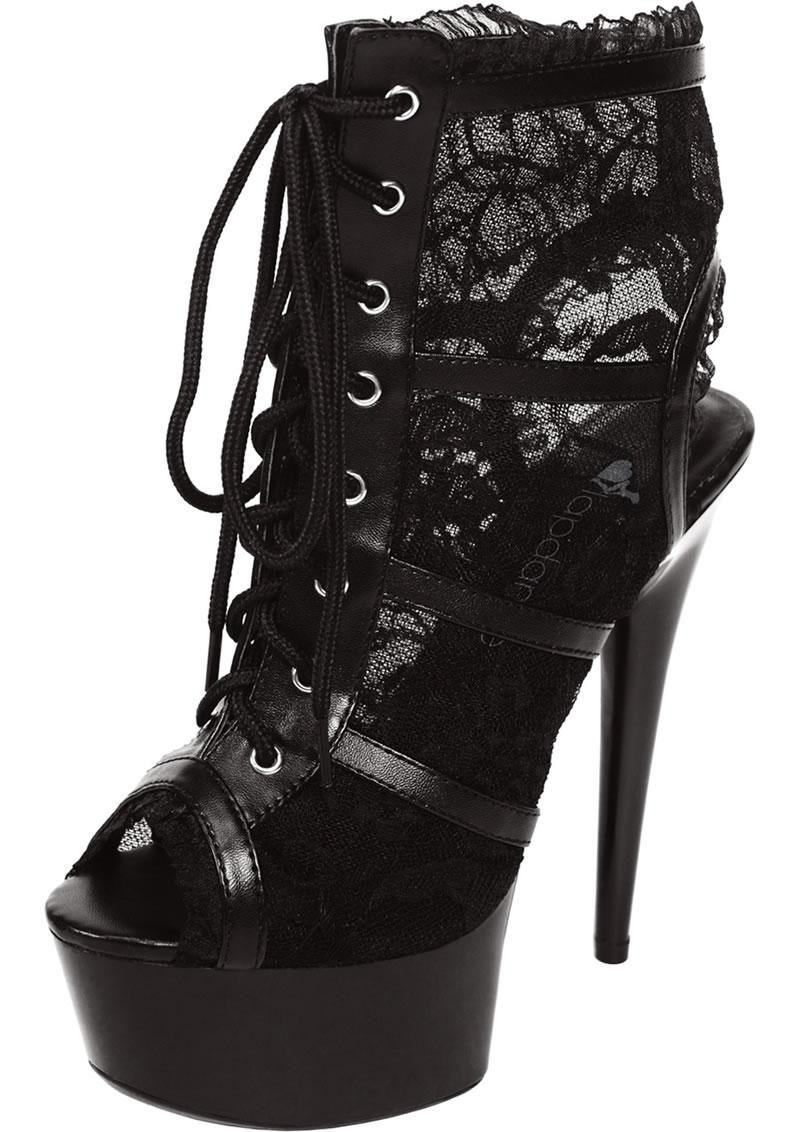 6in. Black Lace Bootie - Black - Size 10