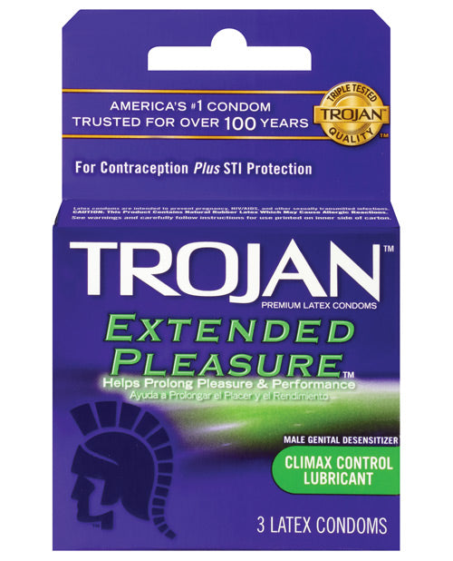 Trojan Extended Pleasure Condom - Box of 3 - PlaythingsMiami