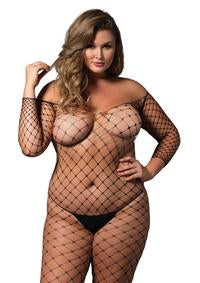 Wide Fishnet Bodystocking Plus Size - PlaythingsMiami