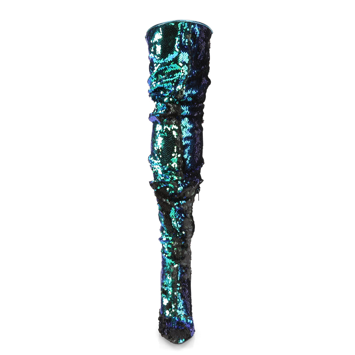 Green Iridescent Sequins, 5" Heel