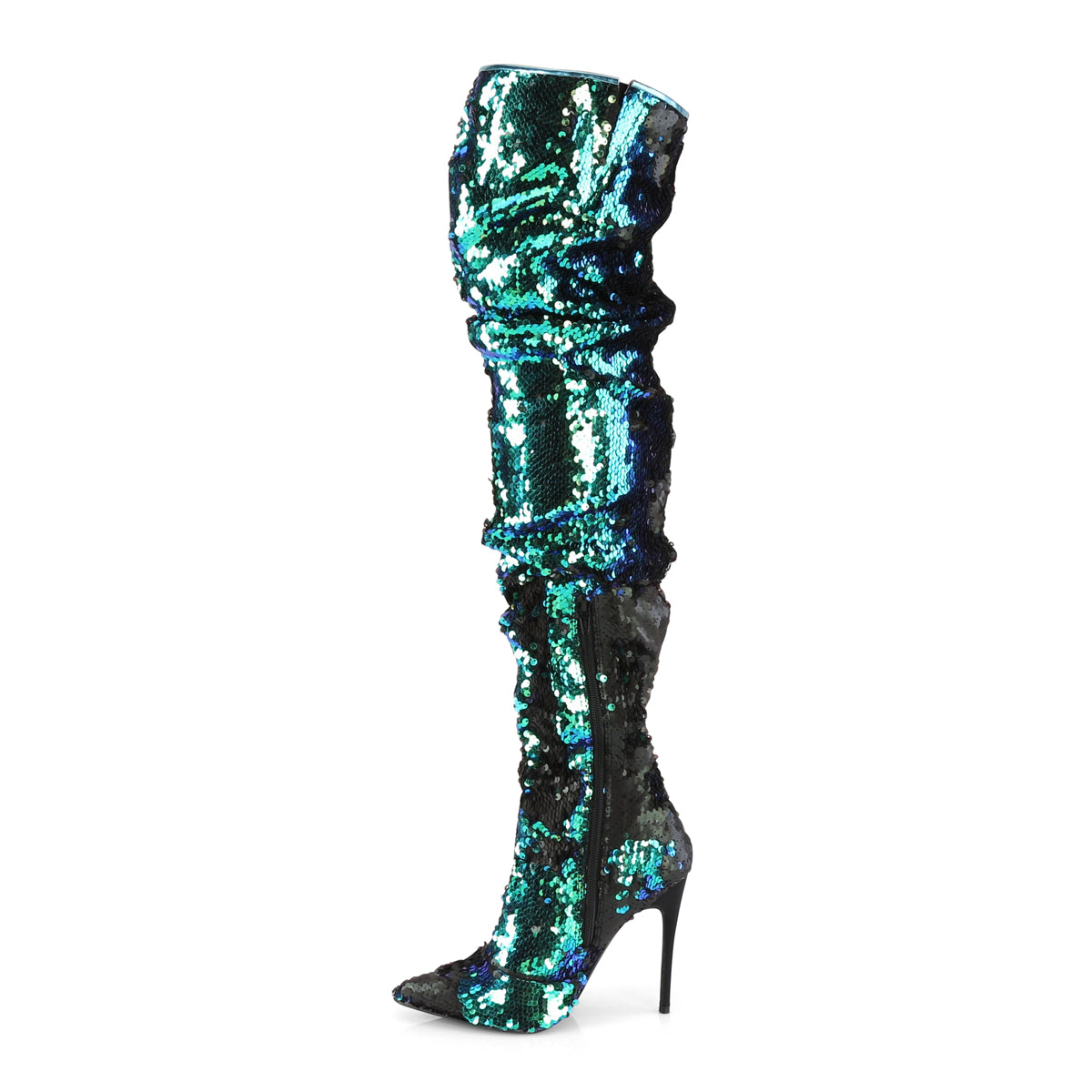 Green Iridescent Sequins, 5" Heel