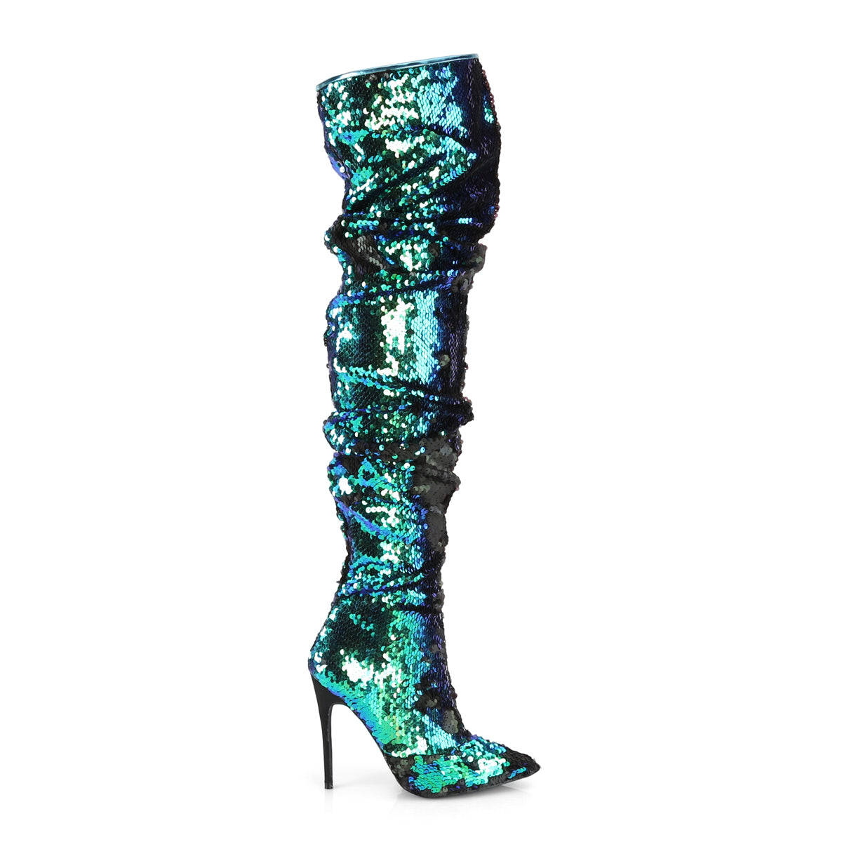 Green Iridescent Sequins, 5" Heel