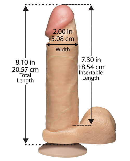 8" Realistic Cock w/Balls - White