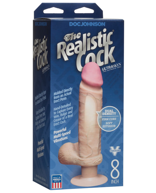 Vibrating Realistic 8" Ultraskyn Cock - White - PlaythingsMiami