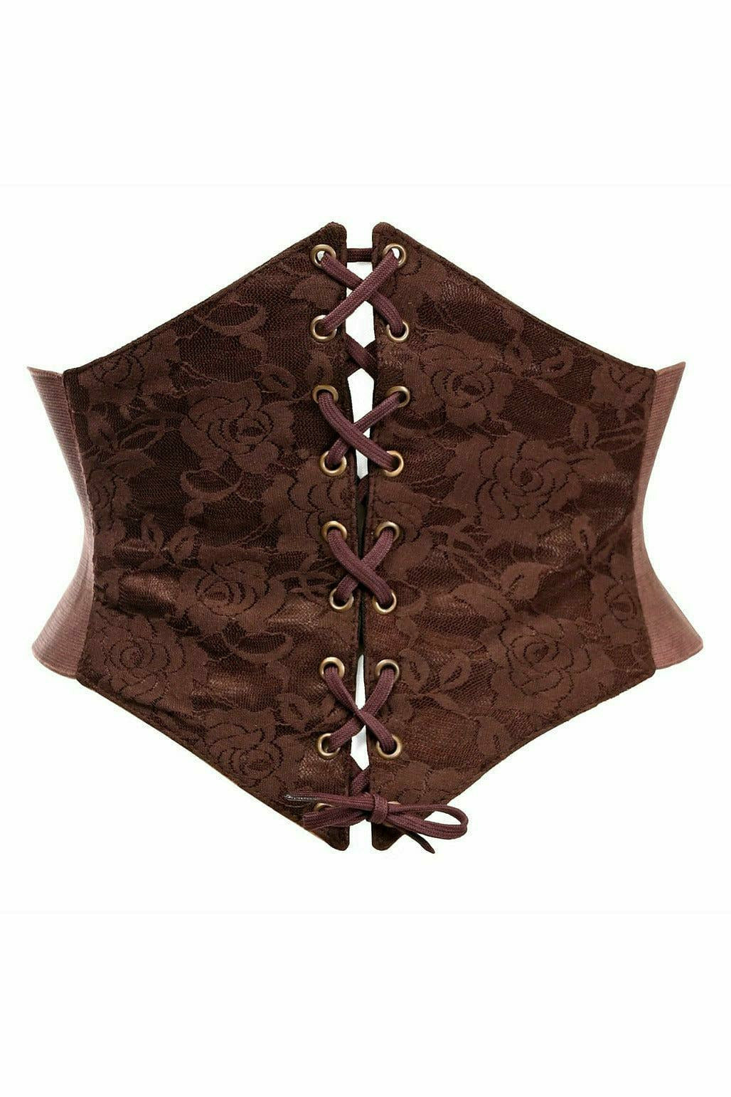 Corset Lace Belt Cincher Brown