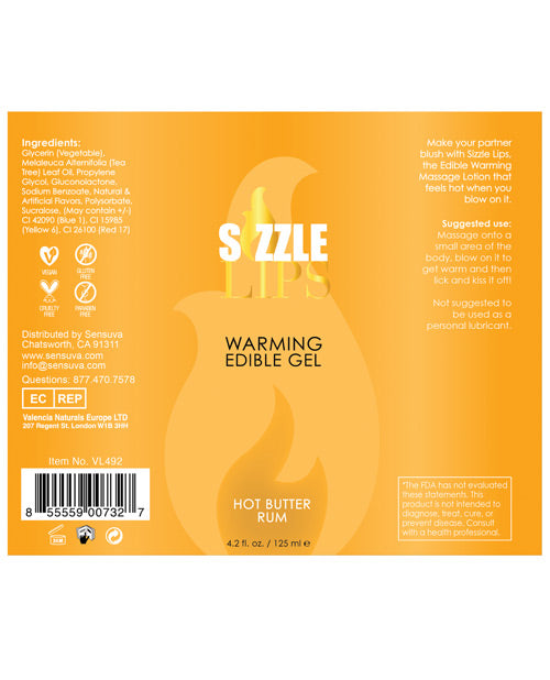 Sensuva Sizzle Lips Warming Gel - 4.2 oz Pina Colada - PlaythingsMiami