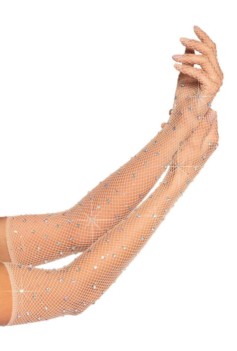 Rhinestone Fishnet Gloves